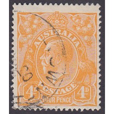 Australian    King George V    4d Orange   Single Crown WMK  Plate Variety 2L3..